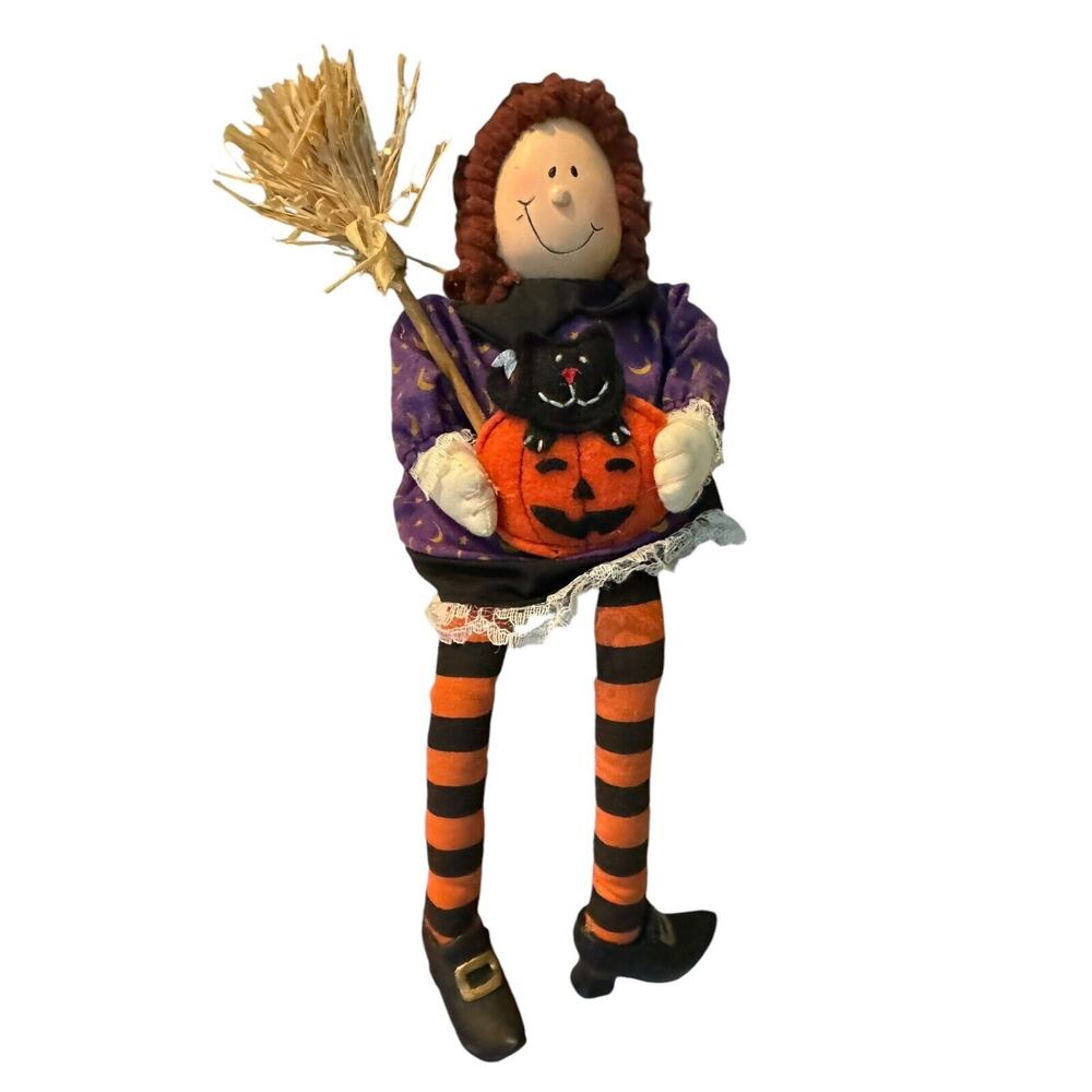 Shelf Sitter Witch Avon Porcelain Doll Gift Collection VTG Halloween Cat READ